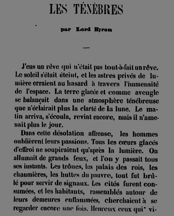 Extrait des Ténèbres texte de Lord Byron
